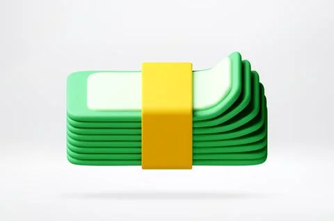 3D Stack of green paper money bundle icon 库存插图