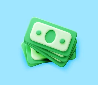 3D Stack of green paper money. Stock Illustration