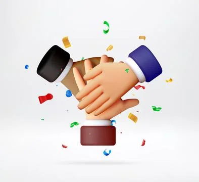 3d stack of hands representing unity and partnership. Stock Illustration