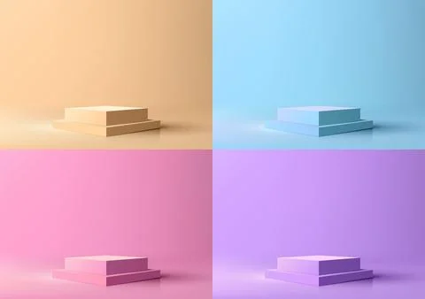 3D stack of pastel colors boxes on an abstract soft background Stock Illustration