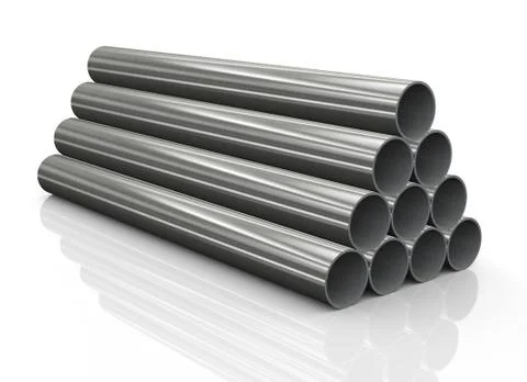 3d stack of steel pipes Stock Illustration