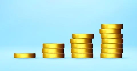 3D Stacks of gold coin increasing イラスト素材