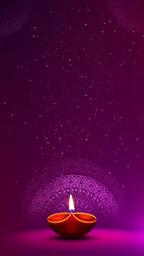 3D stage Burning diya on Happy Diwali Holiday background light festival of India Stock Footage 333906757