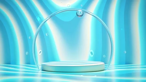 3d stage podium empty with geometric cosmetic showcase pedestal, rainbow co.. Stock Footage 278258806