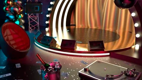 3D Stage podium with lighting, Stock Illustration
