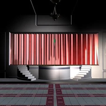 3D Stage with red curtains Stock Illustration
