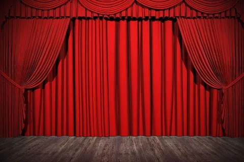 3d stage render, red curtain イラスト素材