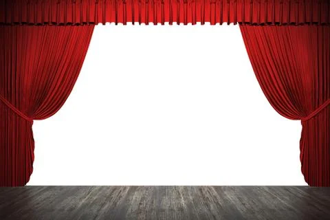 3d stage render, red curtain Stock Illustration