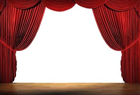 3d stage render, red curtain Stock Illustration