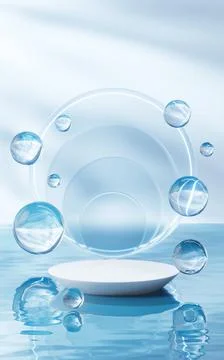 3D stage on the water surface, 3d rendering. Stock Illustration