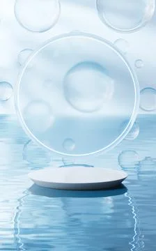 3D stage on the water surface, 3d rendering. Stock Illustration