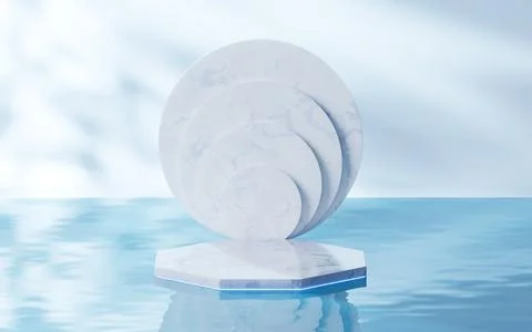 3D stage on the water surface, 3d rendering. Stock Illustration