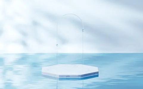3D stage on the water surface, 3d rendering. Stock Illustration