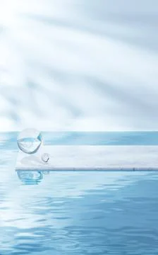 3D stage on the water surface, 3d rendering. Stock Illustration