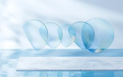 3D stage on the water surface, 3d rendering. Stock Illustration