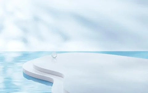3D stage on the water surface, 3d rendering. Stock Illustration