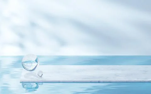 3D stage on the water surface, 3d rendering. Stock Illustration