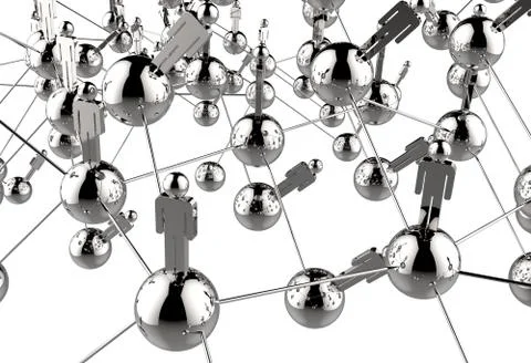 3d stainless human social network Stock Illustration