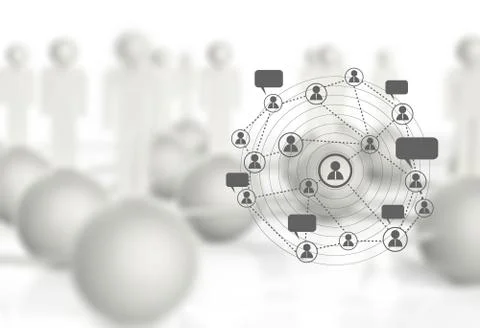 3d stainless human social network Stock Illustration