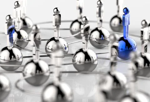 3d stainless human social network and leadership as concept Stock Illustration