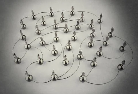 3d stainless human social network Stock Illustration