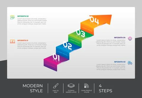 3d stair infographic vector design with 4 steps &amp; colorful style for presenta 스톡 일러스트