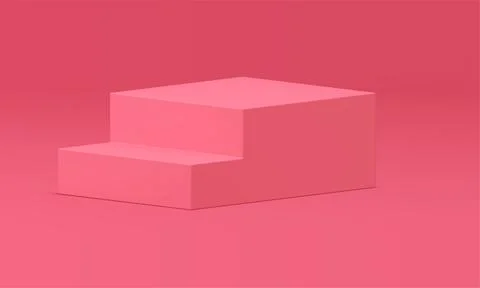 3d staircase pink platform stand with steps elegant isometric interior deco.. Stock Illustration