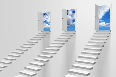 3D stairway to heaven concept Illustration