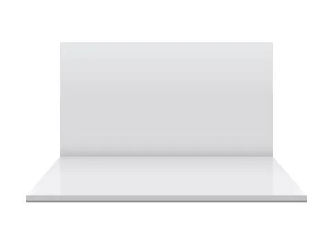3d stand booth mockup in realistic style. Empty wall room vector illustrati.. Stock Illustration