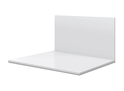 3d stand booth mockup in realistic style. Empty wall room vector illustrati.. Stock Illustration