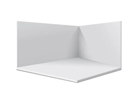 3d stand booth mockup in realistic style. Empty wall room vector illustrati.. Stock Illustration