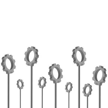 3D standing gears isolated on white background Stock Illustration