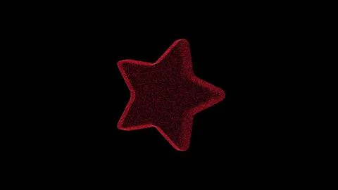 3D star on black background. Object consisting of red flickering particles... Illustrazione stock