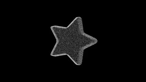 3D star on black background. Object consisting of white flickering particle.. 스톡 일러스트