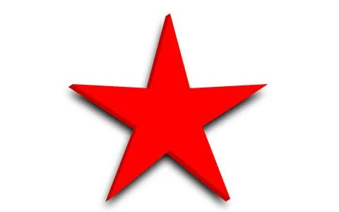 3d star with cresent on white background with shadow. Cute realistic cartoo.. Stock Illustration