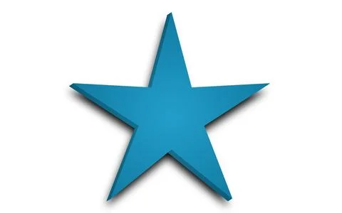 3d star with cresent on white background with shadow. Cute realistic cartoo.. Stock Illustration