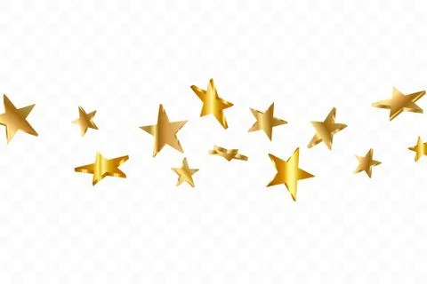 3d Star Falling. Gold Yellow Starry on transparent Background. Vector Confetti Stock Illustration