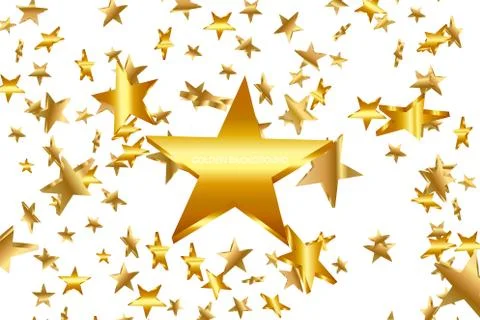 3d Star Falling. Gold Yellow Starry on whitte Background. Vector Confetti Star Stock Illustration