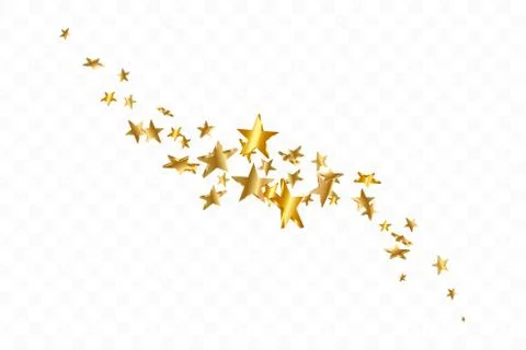 3d Star Falling. Gold Yellow Starry on transparent Background. Vector Confetti Stock Illustration
