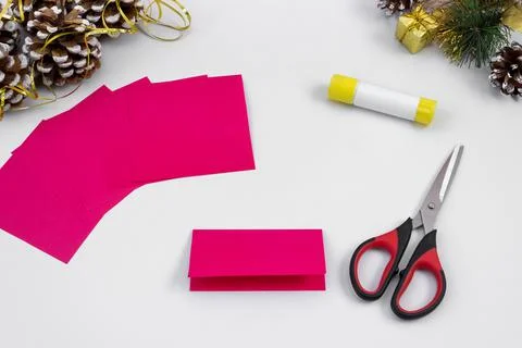 3D star made of colored paper. Step-by-step photo instruction. DIY concept. Fotos de archivo