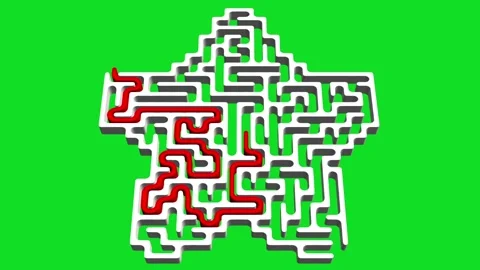 3d star shaped maze with solution path on green screen background Stock Footage 316731260