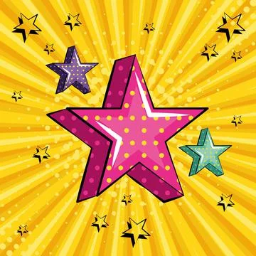 3d star shapes with halftone effects Comic page Vector Stock Illustration
