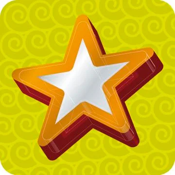 3D star with swirl background. Geometric style. Stock Illustration