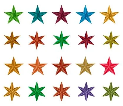 3d star vector illustration. Yellow gold gradient vector star collection. Stock Illustration
