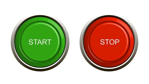 3D start and stop buttons, vector illustration. Stock Illustration