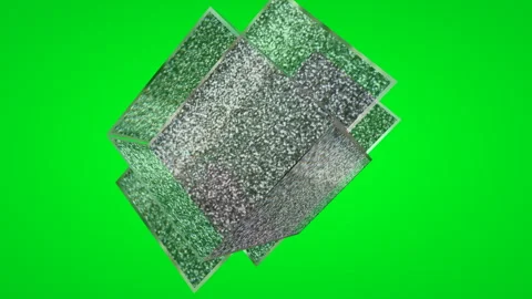 3D Static Noise Box With Green Screen Background  Abstract TV Signal Interf.. Stock Footage 337137031