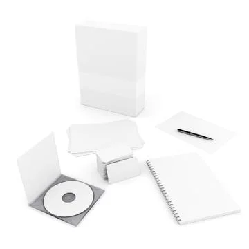 3d stationery blank documents, on white background Stock Illustration