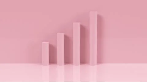 3d statistics bars in pink Stock Illustration