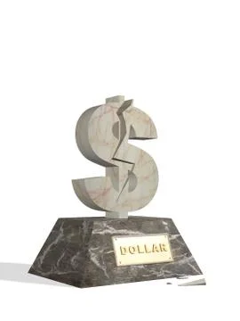 3d statue of dollar with a crack Illustrazione stock