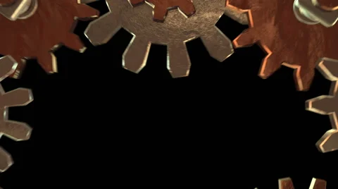 3D STEAMPUNK GEARS WHEEL FRAME ANIMATION. ALPHA MATTE Stock Footage 46501230